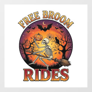 Free Broom Rides Halloween Skeleton Pumpkin Black