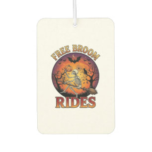 Free Broom Rides Halloween Skeleton Pumpkin Black  Car Air Freshener