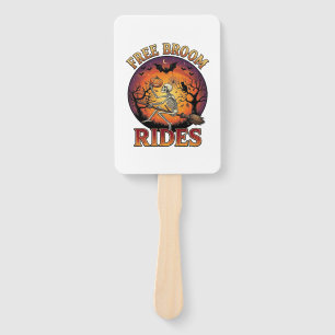 Free Broom Rides Halloween Skeleton Pumpkin Black Hand Fan