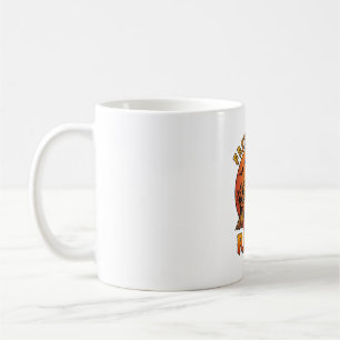 Free Broom Rides Halloween Skeleton Pumpkin Orange Coffee Mug