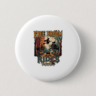 Free Broom Rides Halloween Witch Cat Skulls_1 6 Cm Round Badge