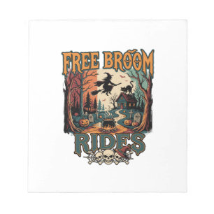 Free Broom Rides Halloween Witch Cat Skulls_1 Notepad