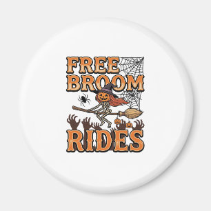 Free Broom Rides Halloween Witch Skeleton Design_1 Magnet