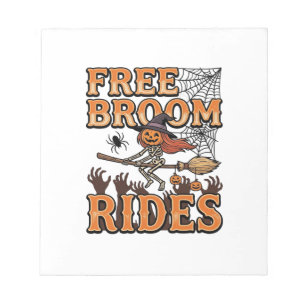 Free Broom Rides Halloween Witch Skeleton Design_1 Notepad