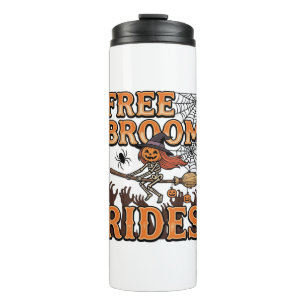 Free Broom Rides Halloween Witch Skeleton Design_1 Thermal Tumbler