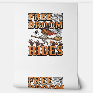 Free Broom Rides Halloween Witch Skeleton Design_1 Wallpaper