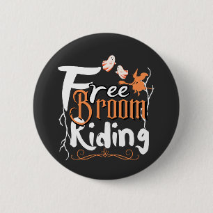 Free Broom Riding Funny Halloween Art 6 Cm Round Badge