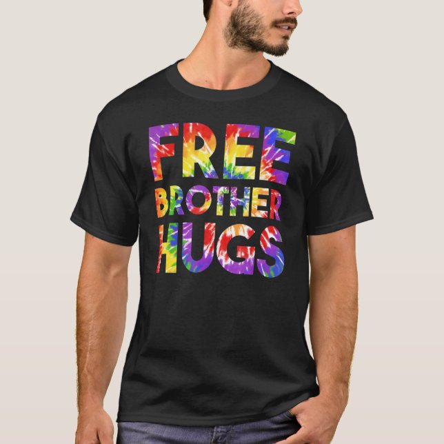 Free Brother Hugs Coming Out Gay Pride Lgbt Stuff  T-Shirt (Front)