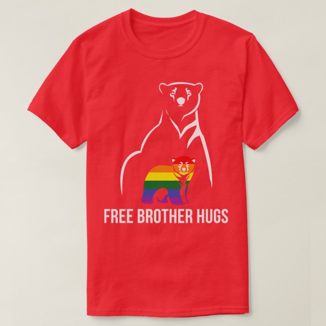 Free Brother Hugs Gay Pride LGBT Rainbow Men T-Shirt (Design Front)