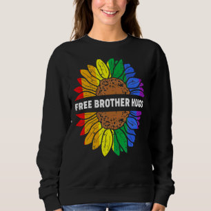 Free Brother Hugs Lgbt Daisy Rainbow Flower Hippie Sweatshirt