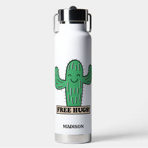Free Cactus Hugs custom name Water Bottle