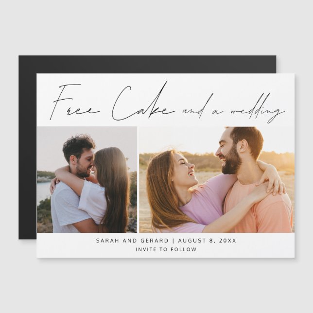 Free Cake and a Wedding Photo Save the Date (Front/Back)