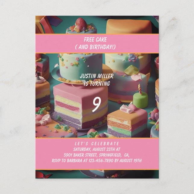 free cake birthday postcard (Front)