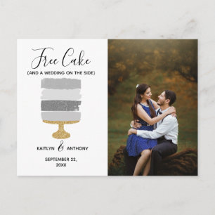 Free Cake Funny Modern Photo Wedding Save The Date Announcement Postcard