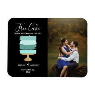 Free Cake Funny Modern Photo Wedding Save The Date Magnet