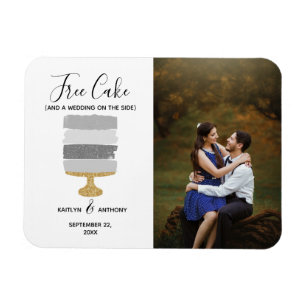 Free Cake Funny Modern Photo Wedding Save The Date Magnet