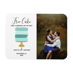 Free Cake Funny Modern Photo Wedding Save The Date Magnet