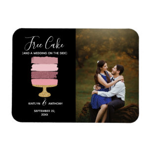 Free Cake Funny Modern Photo Wedding Save The Date Magnet