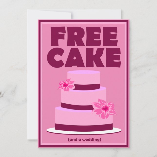 Free Cake Funny Save The Date Wedding Announcement (Front)