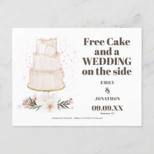 Free Cake Wedding On Side Boho Save The Date Announcement Postcard