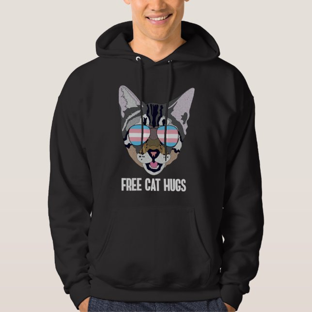 Free Cat Hugs  Cat Trans Pride Hoodie (Front)