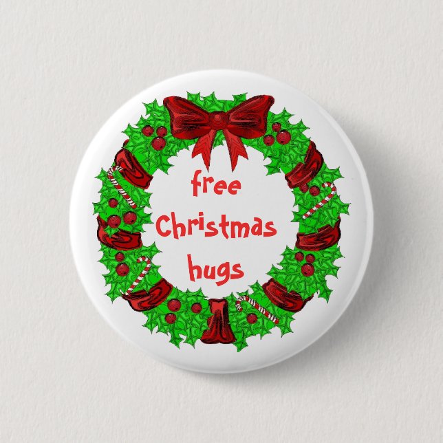 free Christmas hugs button (Front)