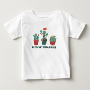 Free Christmas Hugs Funny Cactus Plants Baby T-Shirt