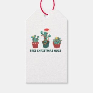 Free Christmas Hugs Funny Cactus Plants Gift Tags