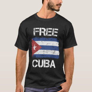 Free Cuba Retro Cuban Flag Design T-Shirt