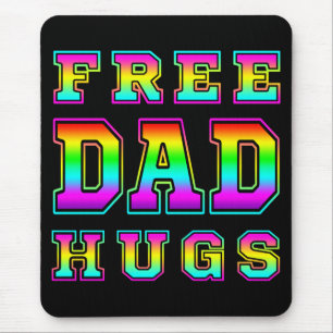 Free Dad Hugs In Colourful Rainbow Typography Mouse Pad