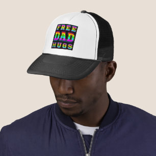 Free Dad Hugs In Colourful Rainbow Typography Trucker Hat