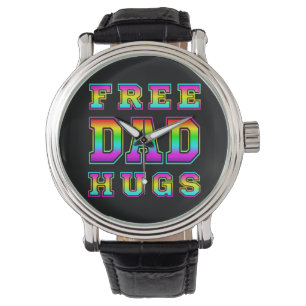 Free Dad Hugs In Colourful Rainbow Typography Watch