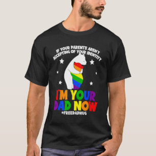 Free Dad Hugs LGBT Gay Pride Month LGBTQ Bear  Rai T-Shirt