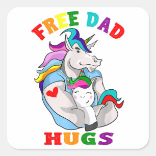 Free Dad Hugs LGBT Gay Pride Square Sticker