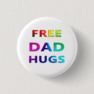 Free Dad Hugs LGBT LGBTQ Pride Rainbow Button