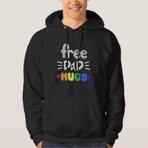 Free Dad Hugs LGBTQ Pride Rainbow Lesbian Gay Bi T Hoodie