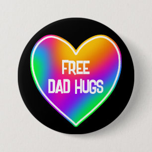 Free Dad Hugs Rainbow Heart Button