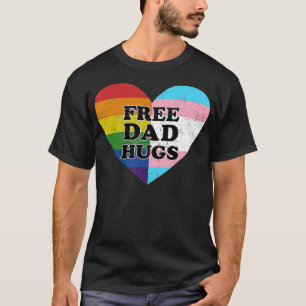 Free Dad Hugs  Rainbow Heart Flag Gay LGB Pride Mo T-Shirt