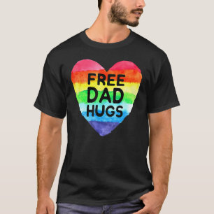 Free Dad Hugs Rainbow Heart Flag Gay Lgbt Pride M T-Shirt