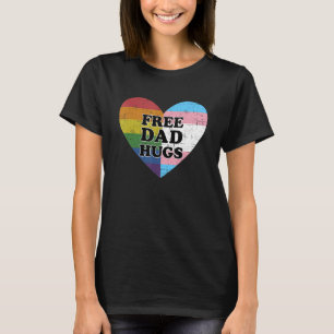 Free dad hugs with rainbow and transgender flag he T-Shirt