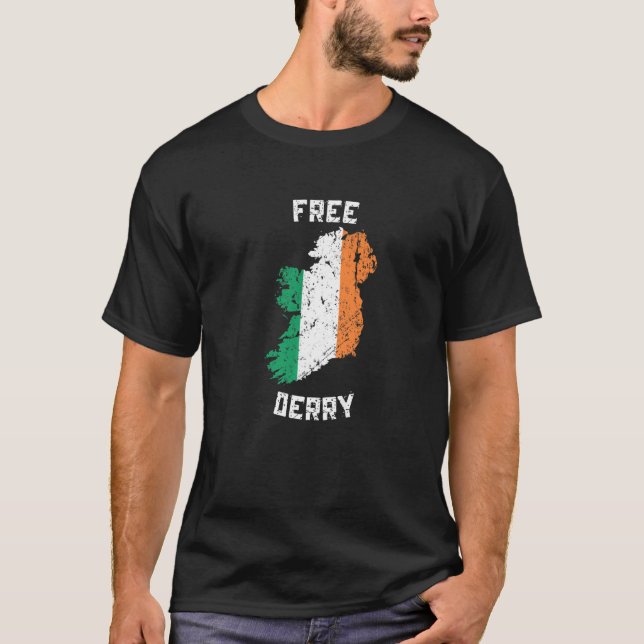Free Derry Ireland Map   T-Shirt (Front)