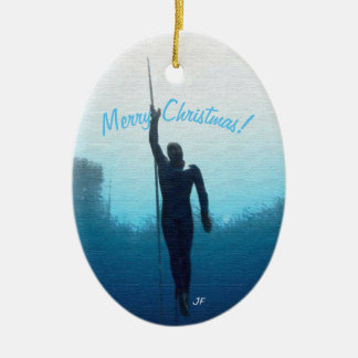 Free diving ceramic ornament