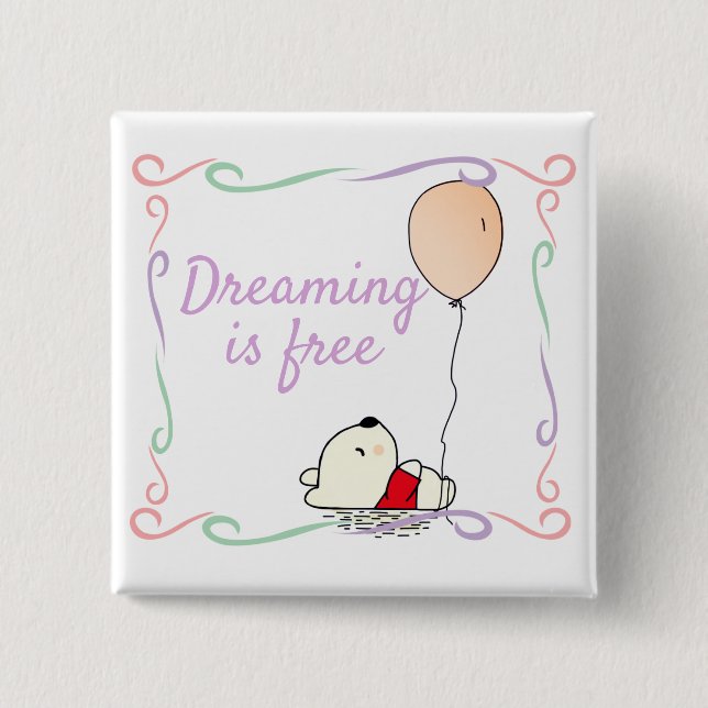 Free Dreams Bear with Balloons 15 Cm Square Badge (Front)