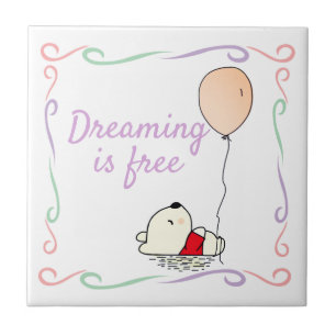 Free Dreams Bear with Balloons Ceramic Tile