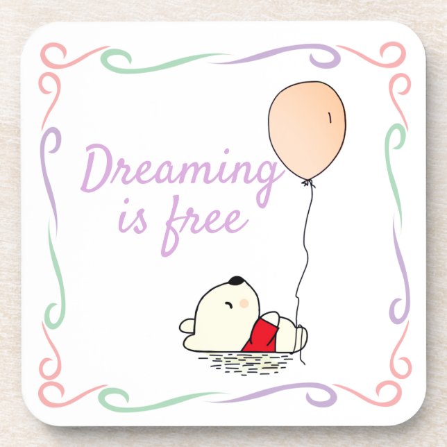 Free Dreams Bear with Balloons Coaster (Front)