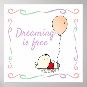Free Dreams Bear with Balloons Poster