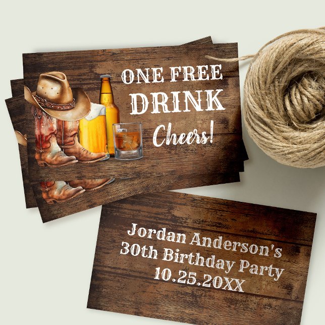 Free Drink Country Party Card or Ticket (Creator Uploaded)