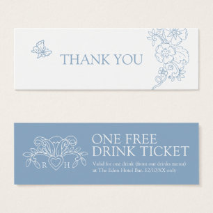Free drink wedding voucher card fleur de lis blue