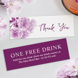 Free drink wedding voucher purple blossom