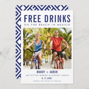 Free Drinks Beach in Mexico Destination Wedding Save The Date